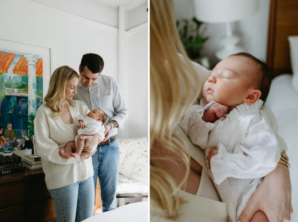 A family during their in home newborn session in the West Village NYC