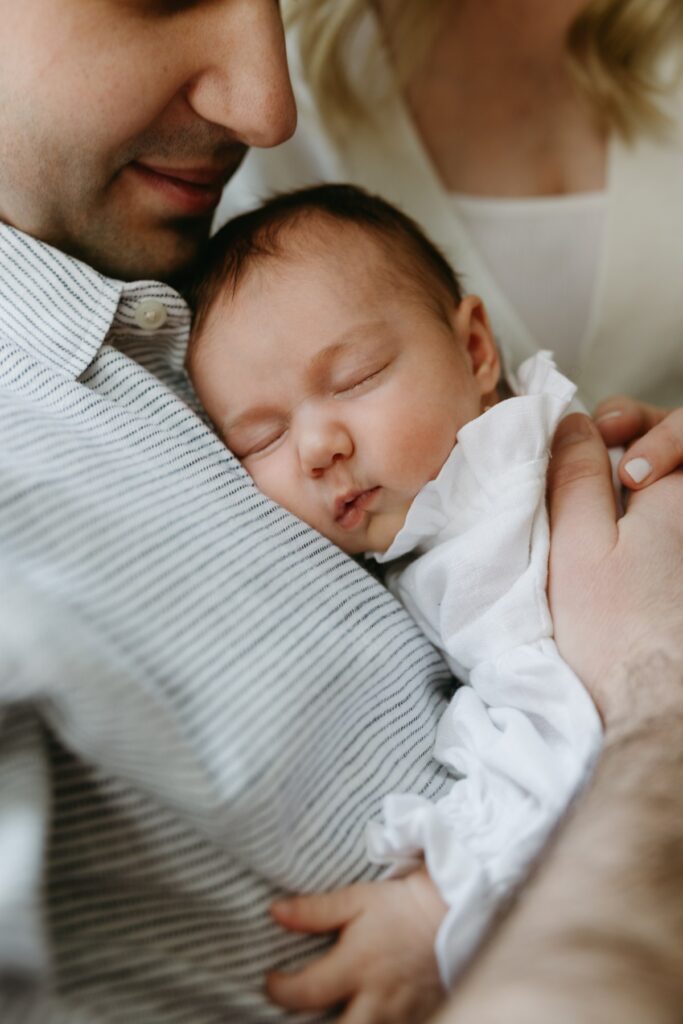 A family during their in home newborn session in the West Village NYC