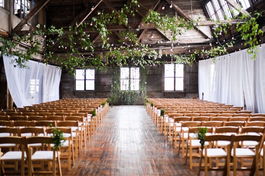 indoor ceremony reception space for wedding